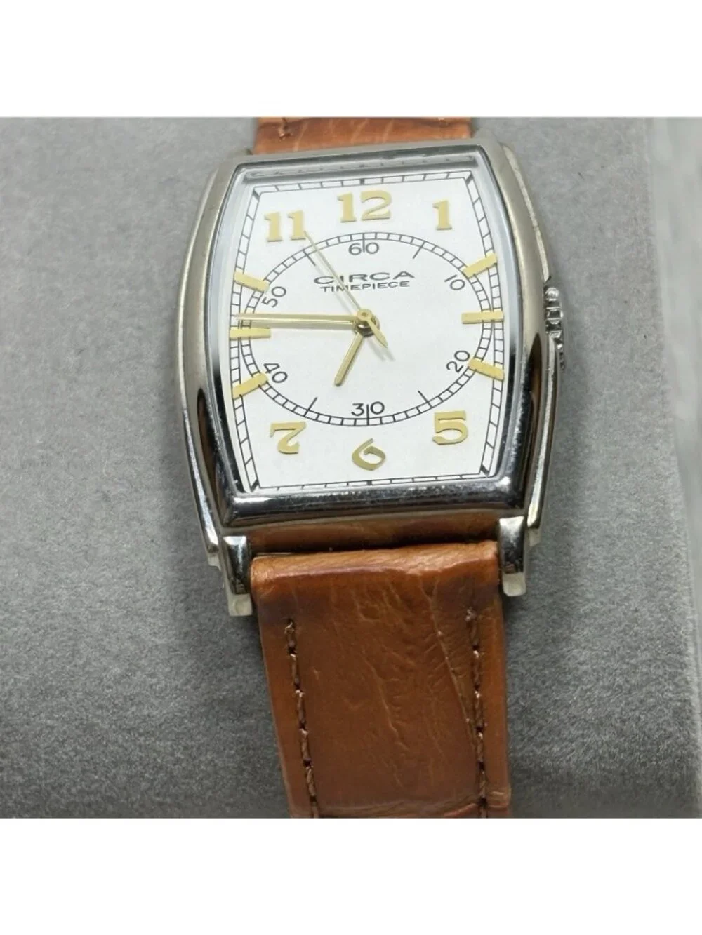 Circa Timepiece CT112T Brown Leather Analog White Dial Quartz Watch Need Battery